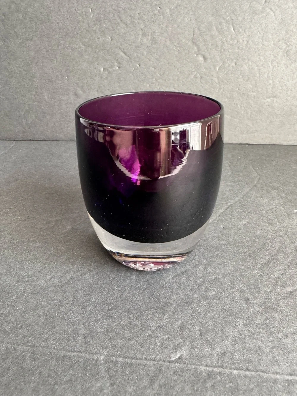 Glassybaby Lollypop Purple Votive Candle Holder Artisan Handblown Art Glass USA